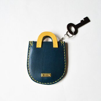 ブッテーロの鞄型キーケース（黄色とブルー）の画像