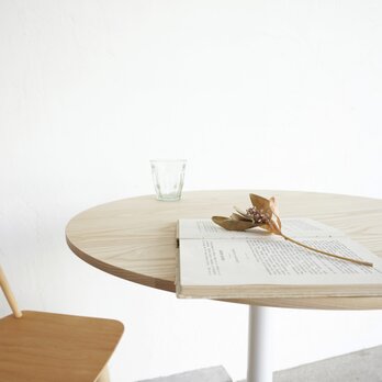 White Steel/ホワイトアッシュ無垢/直径60cm/ASH無垢/カフェテーブル/丸テーブル/RoundTableの画像