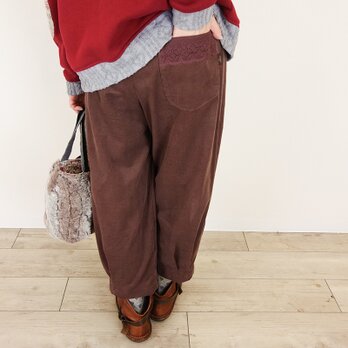 [予約販売] コーデュロイココアブラウン裾タックパンツの画像