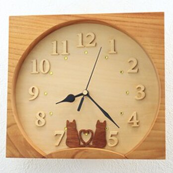 仲良し猫のお月見時計