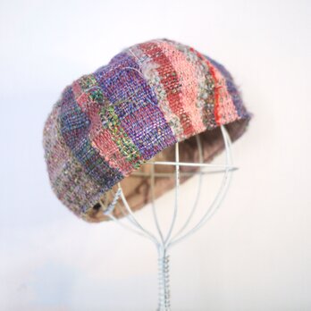 【個性的】手織りのカラフルベレー帽子 秋冬糸の画像