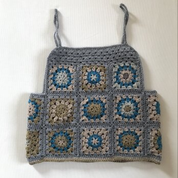 ウール100%   かぎ針編みのビスチェ　キャミソール　ベスト　編み物　編物　毛糸　M-Lサイズの画像