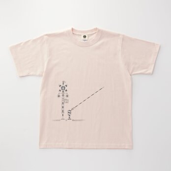 鉄道Tシャツ｜踏切 （ Baby Pink × Dark Gray ） 鉄道グッズ ギフト 父の日 プレゼントの画像