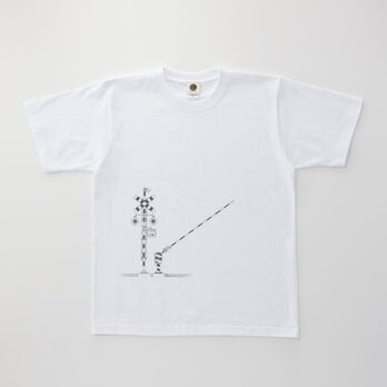 鉄道Tシャツ｜踏切 （ White × Dark Gray ） 鉄道グッズ ギフト 父の日 プレゼントの画像