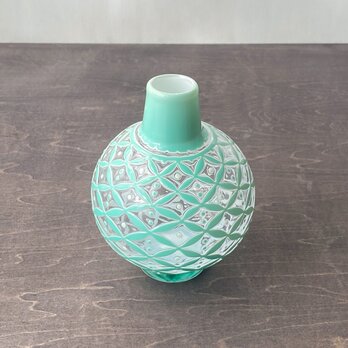 pattern vase　緑七宝の画像