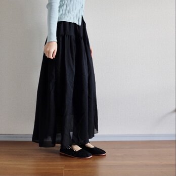 背が低い人のための、柔らかいウールガーゼのギャザースカートの画像