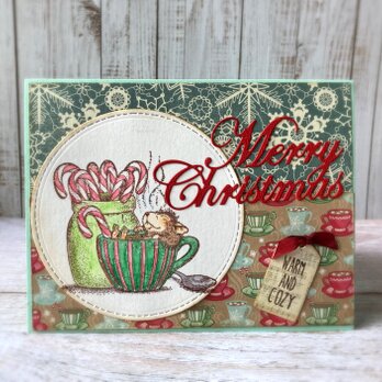 キャンディケーンとマウスのクリスマスカードの画像