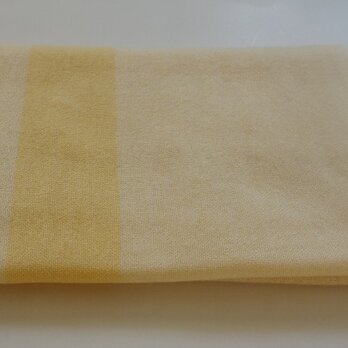 「Nさまご依頼品」手織りカシミアマフラー・・クリーム色のワンストライプの画像