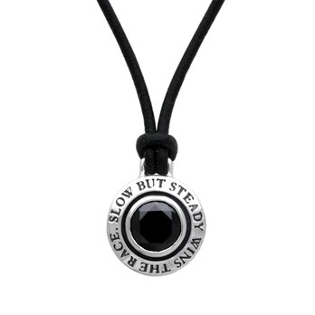 石が入ったメンズのレザーネックレス　FC229