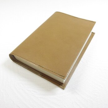 文庫本サイズ《ゴートスキン》ダークベージュ・一枚革のブックカバー0634の画像
