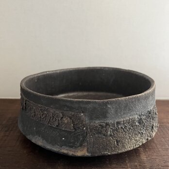 黒釉&黒泥彩紋「紬帯」五寸中鉢