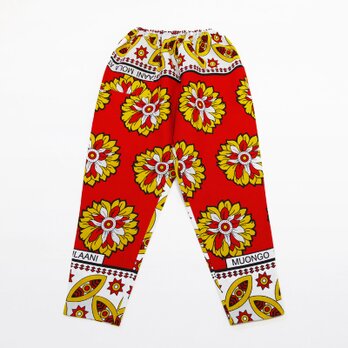 カンガのジョッパーズパンツ（ルージュオレンジ × クロムイエロー）アフリカ布パンツ カンガパンツの画像