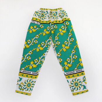 カンガのジョッパーズパンツ（グリーン × イエロー）アフリカ布パンツ カンガパンツの画像