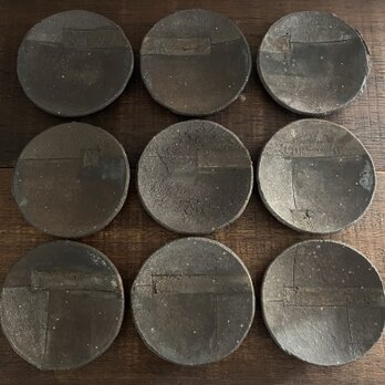 黒釉&黒泥彩紋「紬」三寸　豆皿　(9㎝ round saucer)No.4、6の画像