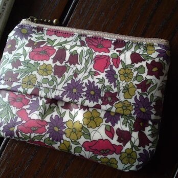 再販・リバティ・ラミネートのPティッシュポーチ～ポピー&デイジー