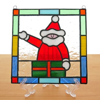 ステンドグラス ミニパネル サンタクロース 15cmの画像