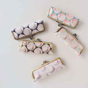 ■リバティプリントのがま口印鑑ケース 【Lサイズ】口金アンティークゴールド / ピーコックス■の画像
