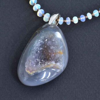 Druzy Agate/pt900 Pendant top　【Soro/ソロ】の画像