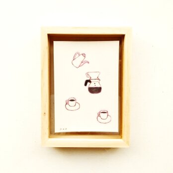 オーダー制作｜原画「コーヒーの時間」※木製額縁入り　の画像