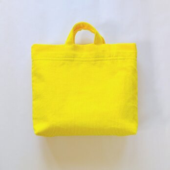 日用品店（布）コーデュロイと帆布の収納バッグ 黄色／  29cm×26cm×6.5cmの画像
