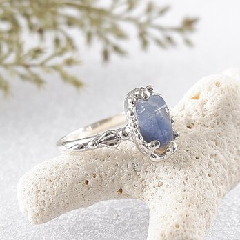 デュモルチェライトインクォーツの粒飾りリング 11号　/ dumortierite in quartz