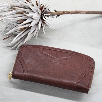 【限定価格】イタリアンレザー なめらかファスナー長財布・カードがたくさん入る◎＃BROWNの画像