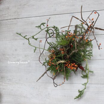 【お正月】錦木とツルウメモドキのしめ飾り　　　　　　　しめ縄　変わりしめ縄　正月飾りの画像