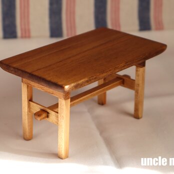ドール用長テーブル（色：チェスナット）LN.2022122　1/12ミニチュア家具の画像
