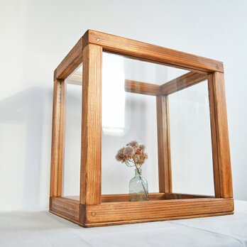 日本産/手作り/シンプルガラスの木製パンケース・ショーケース【受注製作】の画像