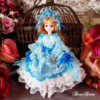 ロリータロマンス 蒼き薔薇の妖精 ボリュームフリルドールドレス豪華5点セットの画像