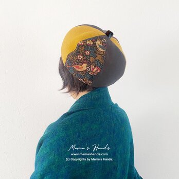 ⭐️8点売れました⭐️《大人のパッチワーク》ウィリアムモリス おしゃれな いちご泥棒 ウール かぼちゃ ベレー 帽子