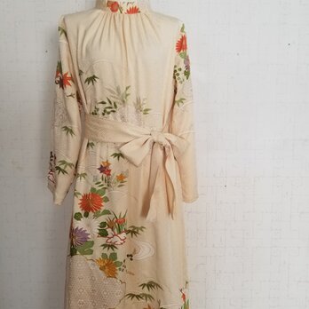 訳あり　訪問着リメイク　スタンドカラードレス