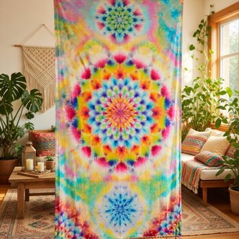 タイダイ染め　タペストリー　 極彩淡華 HD18-35