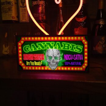 CANNABIS 大麻 スカル 煙草 ベイプ たばこ ミニチュア サイン ランプ 看板 置物 アメリカン雑貨 ライトBOXの画像