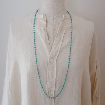 long necklace silk ターコイズの画像
