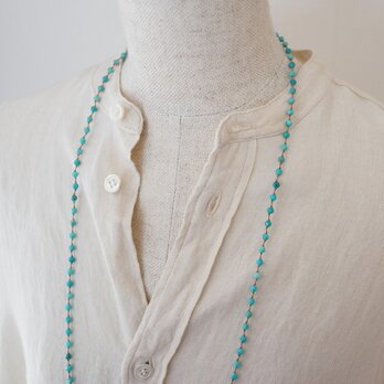long necklace silk ターコイズの画像