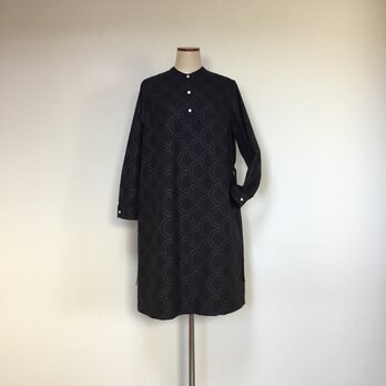 大島紬のワンピース　　　焦茶色　　着物リメイクの画像