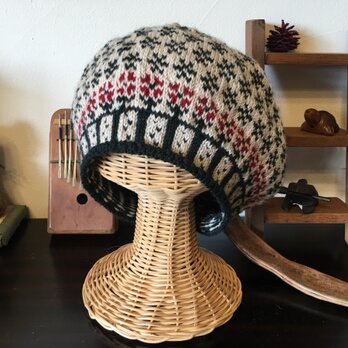 【Yさまオーダー品】クラシカルフラワーのベレー帽&ハンドウォーマーの画像