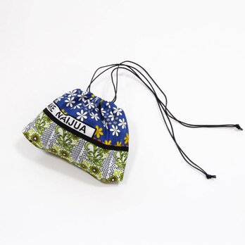 アフリカ布の巾着ショルダー（カンガ）斜めがけ たすき掛け インナーバッグの画像