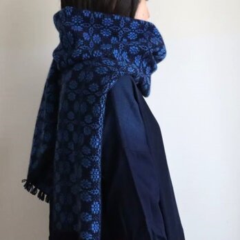 カシミヤ＜濃藍と瑠璃色＞手織りの画像