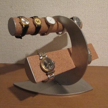 バレンタインデー　腕時計スタンド　名入れ　ラッピング　下段半円パイプ上段丸パイプ三日月8本掛け腕時計スタンド　ak-designの画像