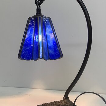 「グースネックのランプ・青」ステンドグラス、照明　の画像