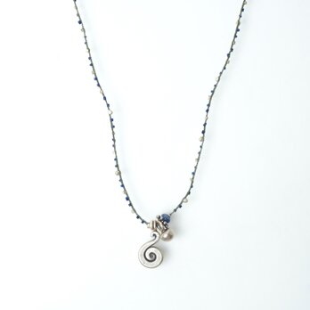 -Tribal charm・Sapphire- 'lapis lazuli・silver' braid