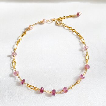 【Rose】薔薇色スピネルのブレスレット bracelet+ /ac197