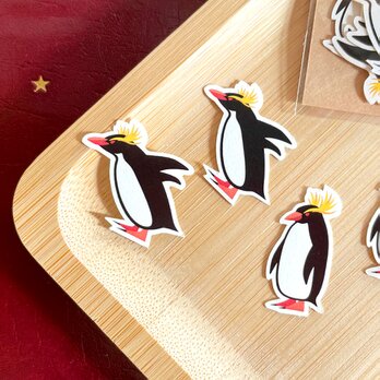 イワトビペンギンのフレークシール 24枚入 手帳デコ コラージュ素材 ラッピング 動物 ペンギン おしゃれ 文房具 雑貨の画像