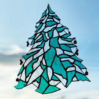 ステンドグラス ウォールデコ 『水玉のクリスマスツリー』の画像