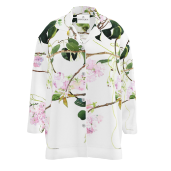 受注生産　ラグジュアリーパジャマ　ピマコットントップス　八重桜とメジロの画像