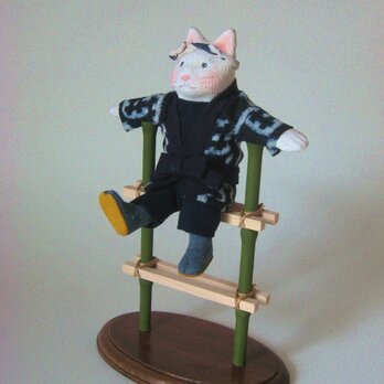 縮緬福猫 はしご乗りの画像