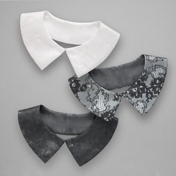 レース　つけ襟　付け襟　フラットカラー　角襟　サテン　シンプル　ブラック　ホワイト