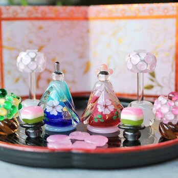 ☆新春セール！！2/28まで☆2023雛祭り　新作とんぼ玉雛人形 ガラスの小さな卓上ひな人形8の画像